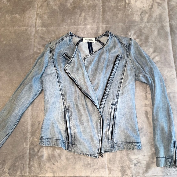 York lightweight jeans biker jacket size xs - Picture 1 of 5